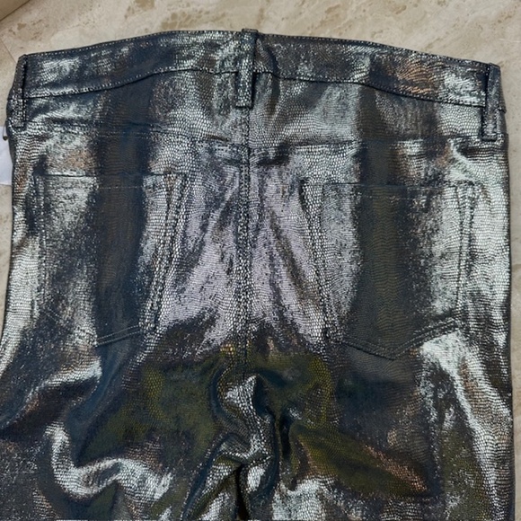 J Brand Leather Snake Embossed Pants Metallic Blue Straight Leg Size 30🌸 - Picture 9 of 16